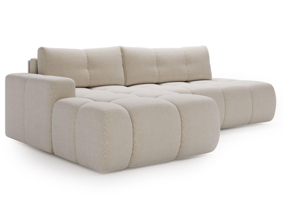 ECKSOFA Montero Bouclé-Stoff Creme Rechts - Creme, Holz/Textil (280/177cm) - Graingold