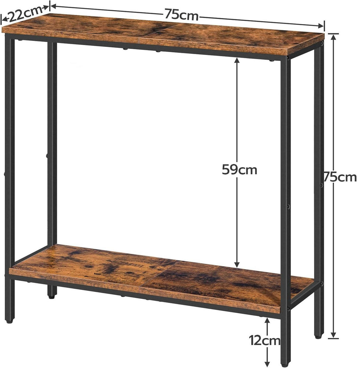 KONSELENTISCH BRAUN Ablage - Dunkelbraun/Schwarz, Holzwerkstoff (75/22/75cm) - Hoobro