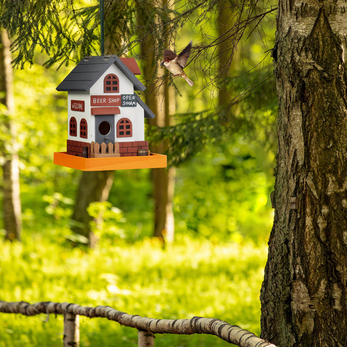 DEKO-VOGELHAUS - Multicolor, Holz (18/23/18cm) - Relaxdays