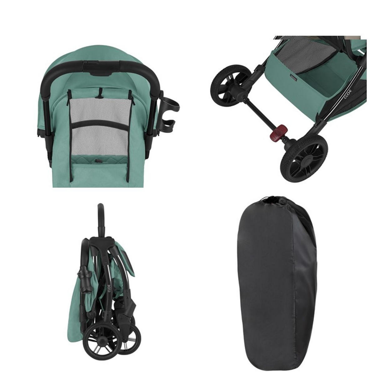 BUGGY Cloe bis 22 kg dunkelgrün Aluminiumrahmen faltbar Getränkehalter - Grün, Metall (72/43/102cm) - Kikka boo