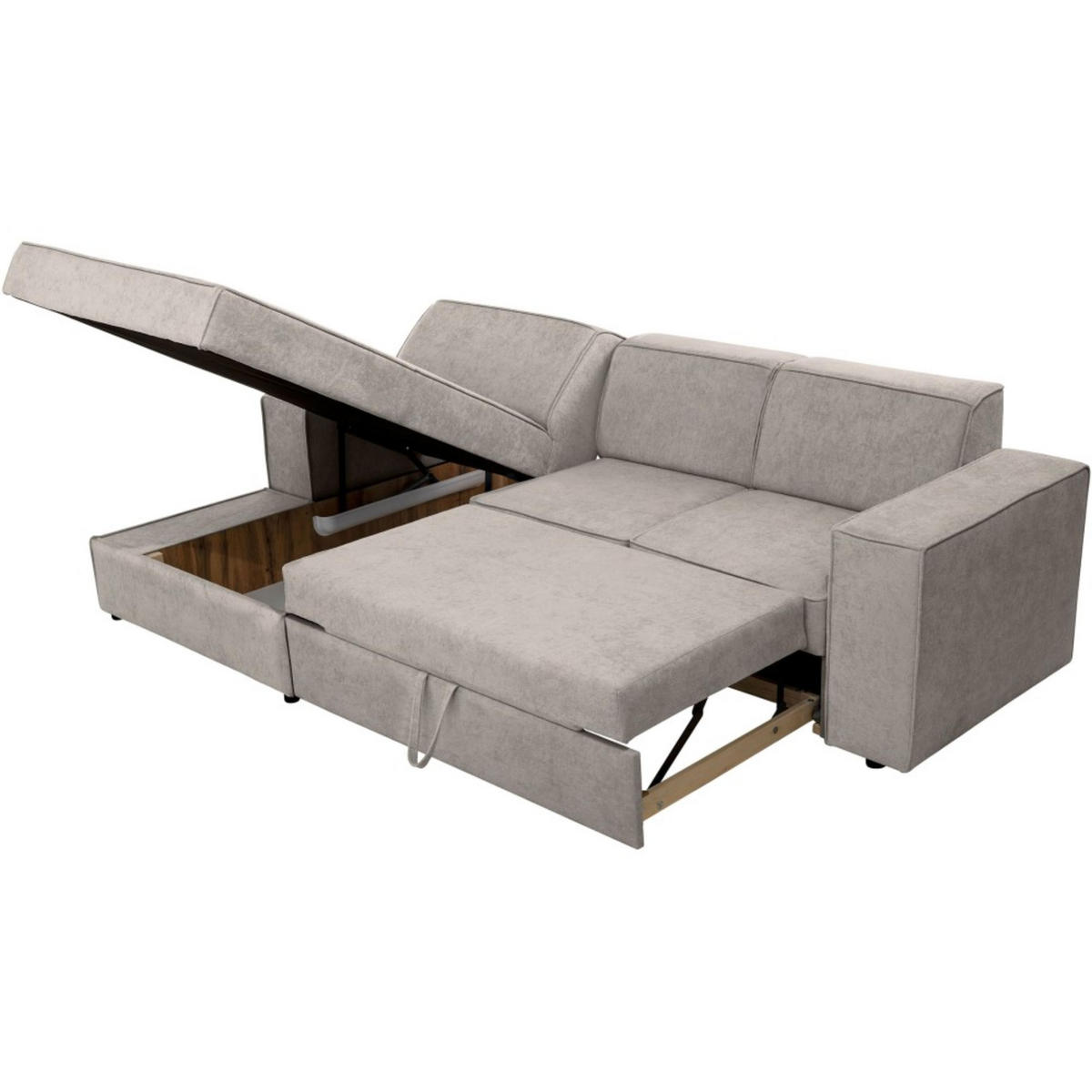 ECKSCHLAFSOFA mit Schlaffunktion Pedro L cappuccino links - Schwarz/Cappuccino, Kunststoff/Textil (267/160cm) - Beautysofa