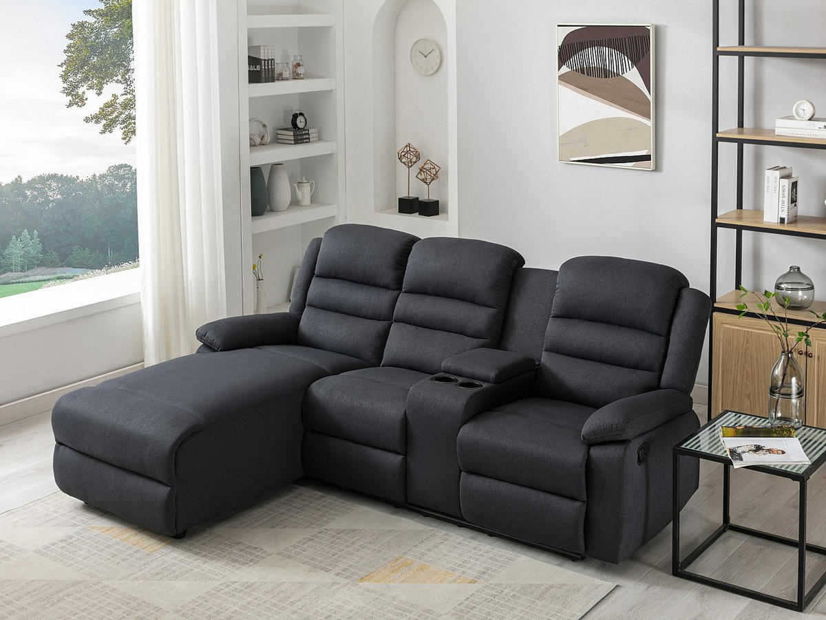 RELAXSOFA - 4 Personen-Sitzer - Stoff - Anthrazitgrau - - Anthrazit, Textil (231/102/172cm) - Vente-Unique