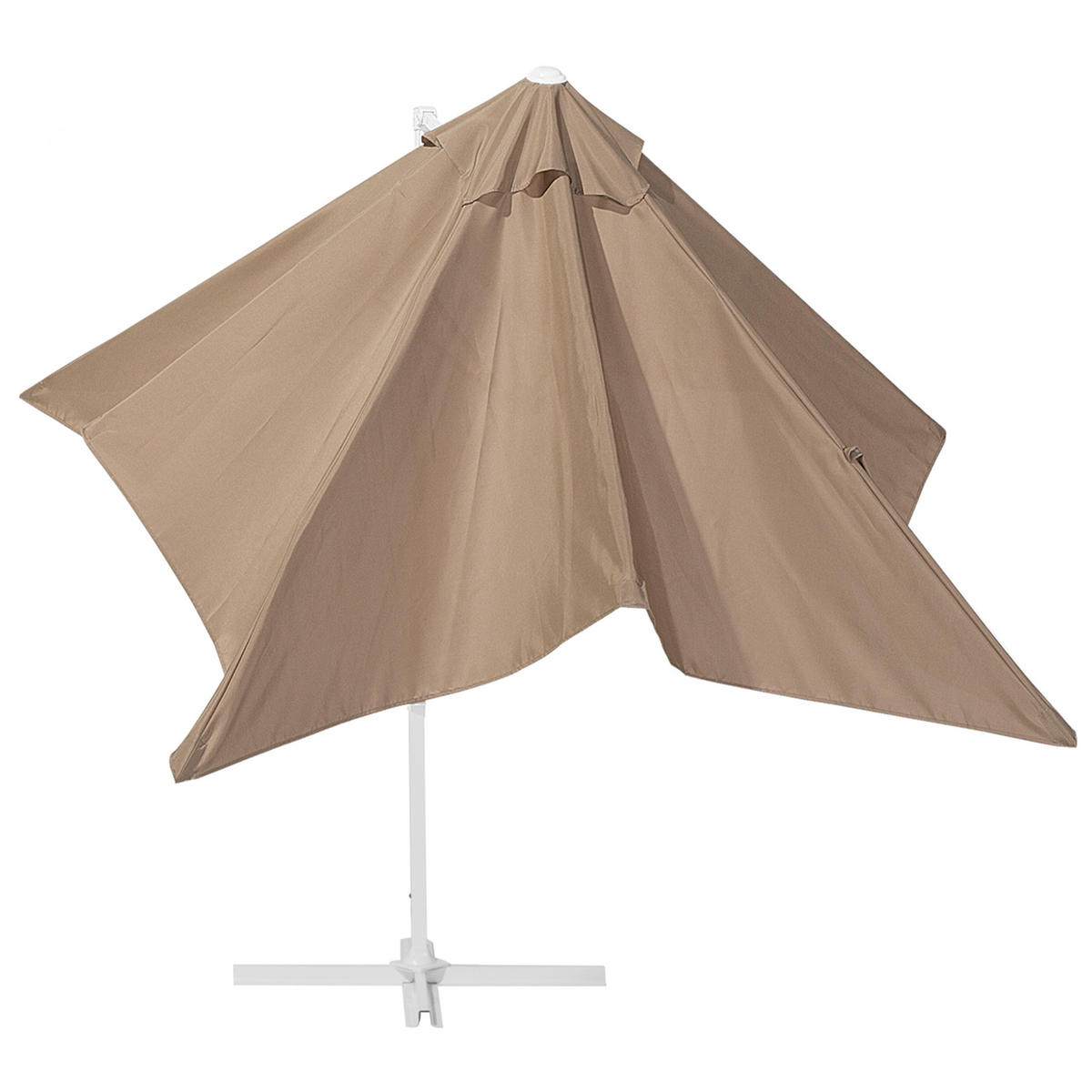 AMPELSCHIRM sandbeige/weiß 250/250/235 cm Monza - Beige/Weiß, Textil (250/250cm) - Beliani