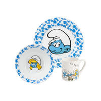 FRÜHSTÜCKSSET Die Schlümpfe Blau 3-teilig - Blau, Keramik (23.8/11.2/23.3cm) - United Labels