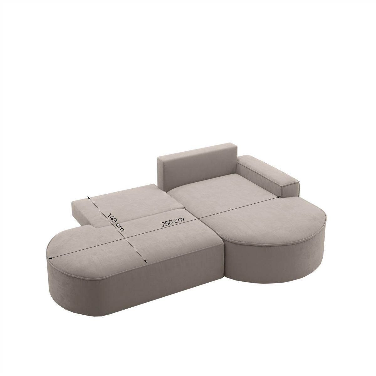 ECKSOFA Girona Mit Schlaffunktion - Hellgrau, Holzwerkstoff/Textil (278/179cm) - Fun Möbel