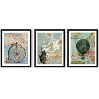 POSTER Welt Illustration 24X30cm Schwarzer Rahmen - Schwarz, Papier (24/5/30cm) - Nacnic
