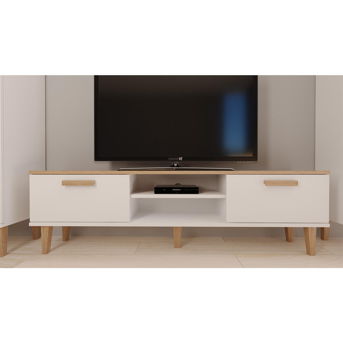 TV STOLÍK Denver Biela - biela, kompozitné drevo (35/47/160cm) - Petits-meubles