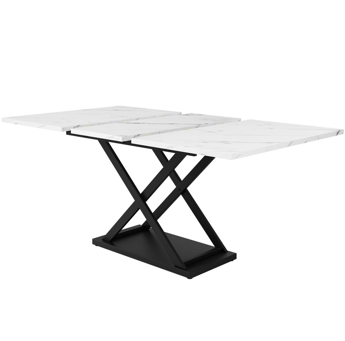 ESSTISCH 120-160/75/80 cm Weiß/Schwarz aus MDF und Metall mit Ausziehfunktion - Weiß, Holzwerkstoff (160/80/75cm) - OKMYHOME