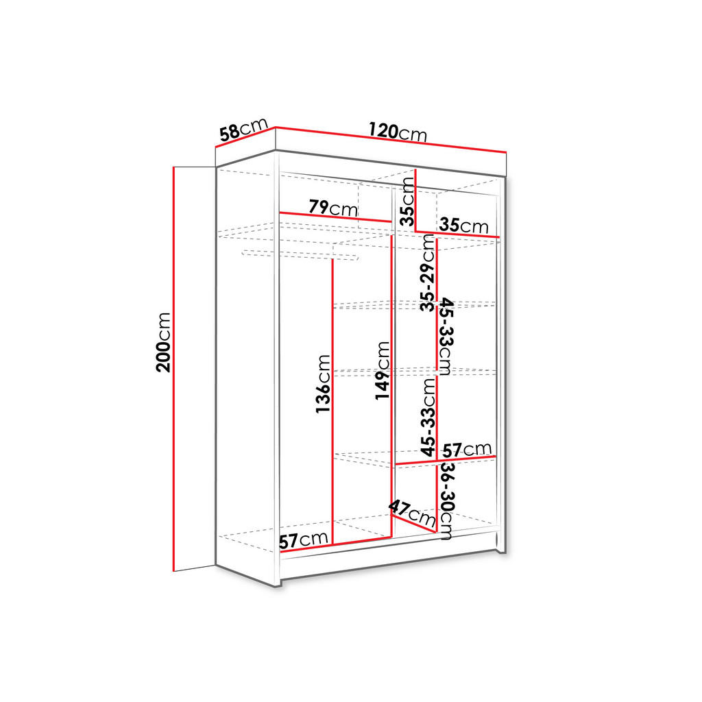 Thumbnail - Mirjan24 Kleiderschrank, Weiß, Kunststoff, Rechteckig, 120x200x58 cm, Schlafzimmer, Kleiderschränke