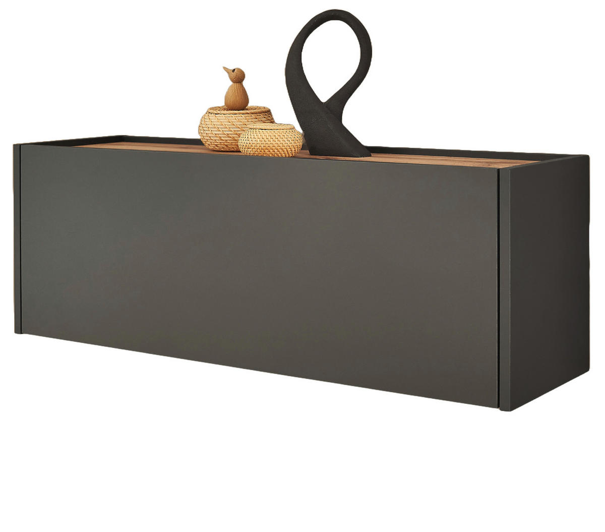 HÄNGESCHRANK grau matt, Eiche Wotan 100 cm, Schuhschrank hängend - Eiche Wotan/Grau, Holzwerkstoff/Metall (100/35/30cm) - Furn.Design