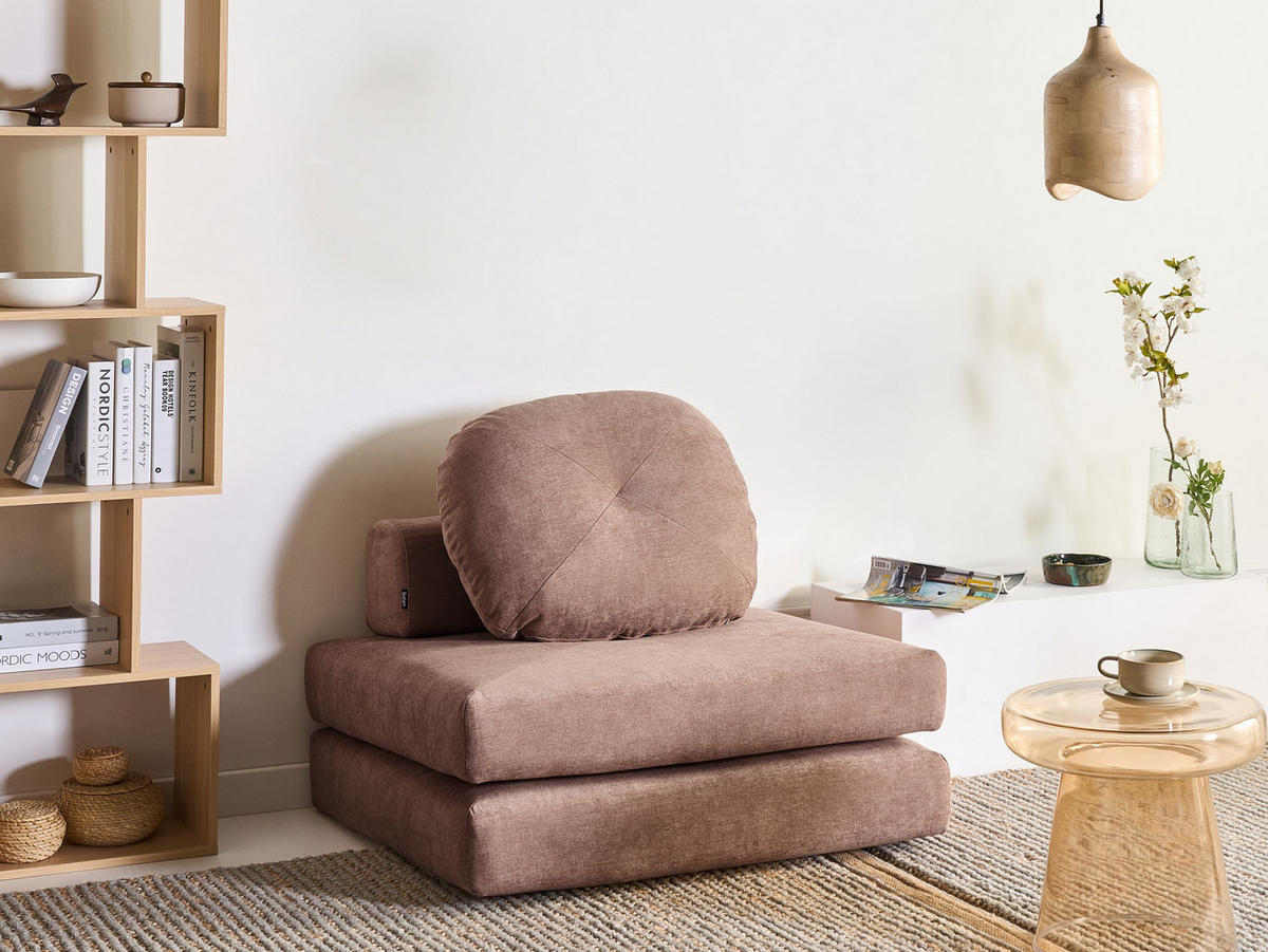 SCHLAFSOFA 81/182 cm Braun Olden - Braun, Textil (81/54/91cm) - Beliani