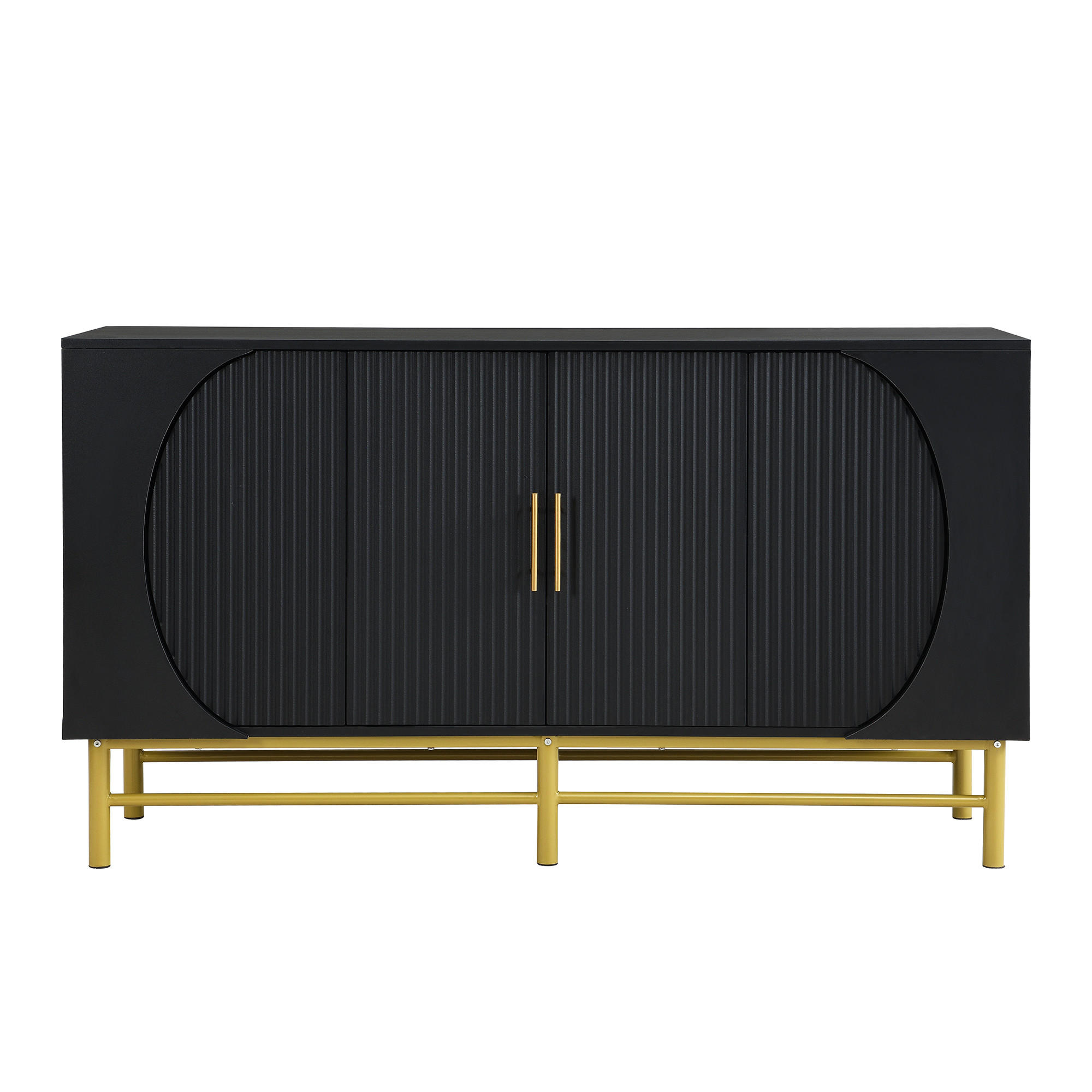 SIDEBOARD mit vertikalem Streifenmuster - Walnussfarben, Holzwerkstoff (145/81.5/40cm) - Urban Meuble