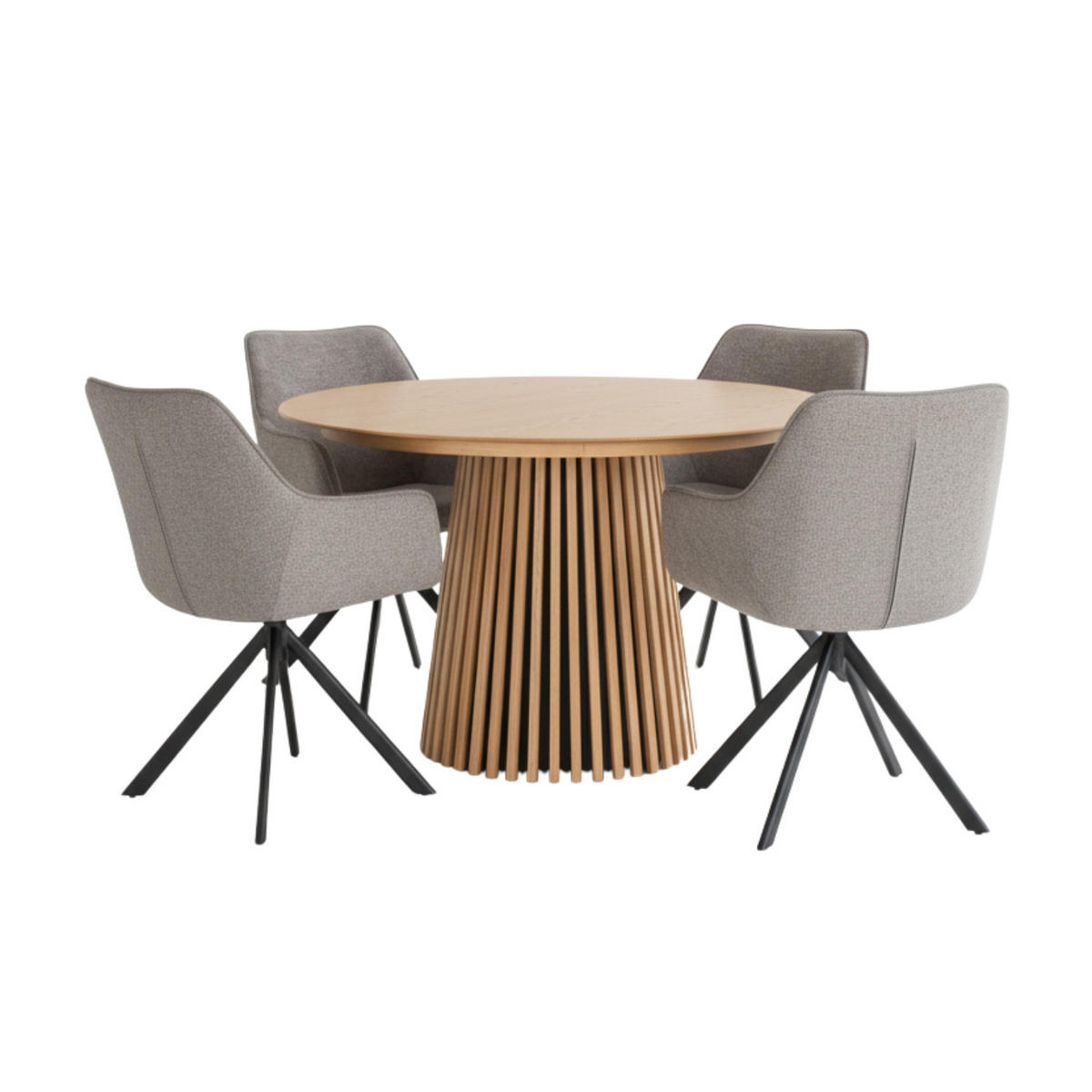 MÖBELSET Diningtisch Oria, 4er Set Diningsessel San Carlo hellgrau - Hellgrau/Schwarz, Holz/Textil (120/76/120cm) - bene living