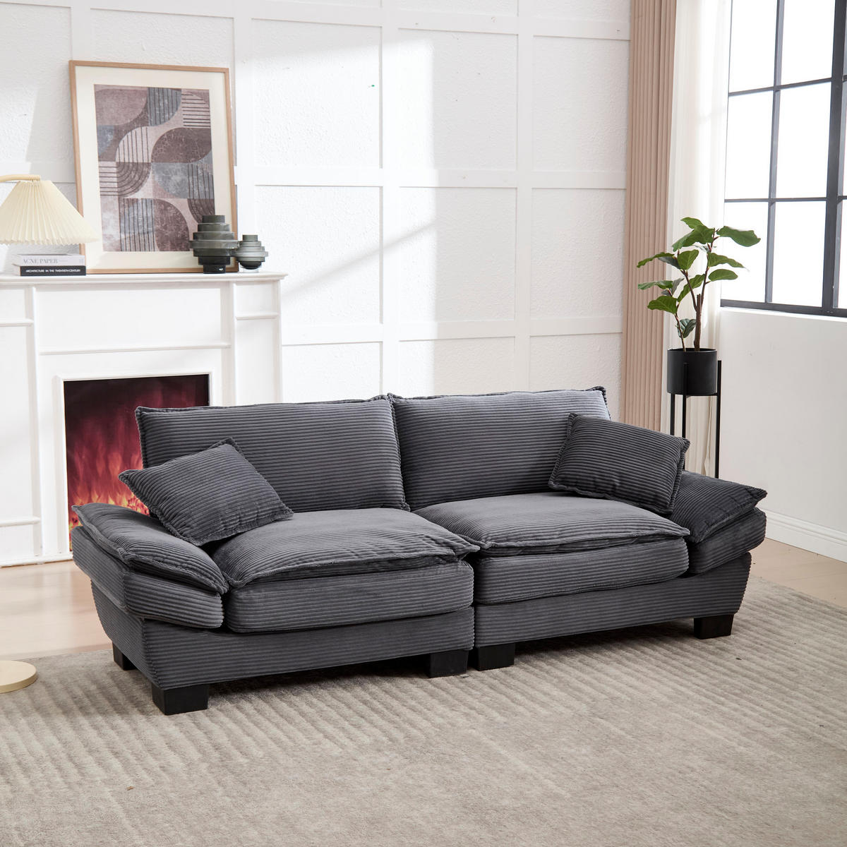 SOFA 2-Sitzer mit tiefem Sitz 224 x 81 x 81 cm Velvet Dark Gray - Dunkelgrau, Kunststoff (224/81/81cm) - Meubliv
