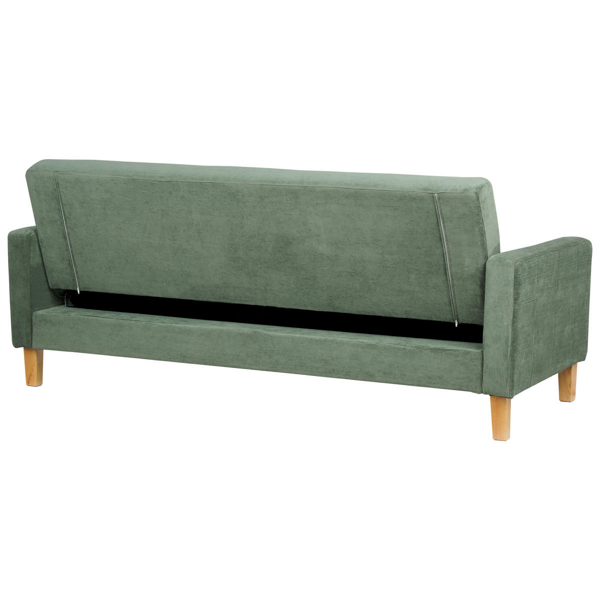 3-SITZER-SCHLAFSOFA dunkelgrün mit Stauraum Vehkoo - Hellbraun/Grün, Textil (200/86/77cm) - Beliani