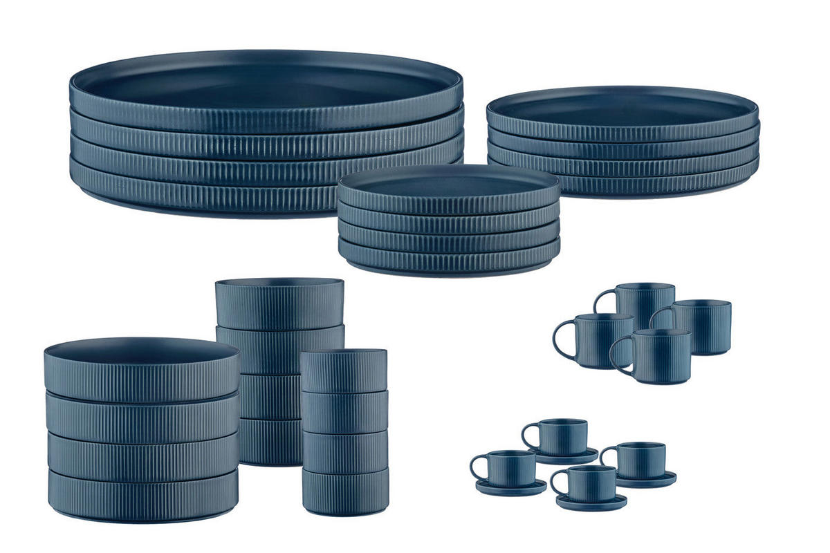KOMPLETTSERVICE Scandi - 36er-Set - Marineblau - Blau, Keramik (1/1/1cm) - Björn