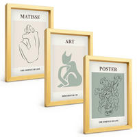 BILDER SET 3er Set - 20x30 cm Goldrahmen - Matisse Grün Beige Poster - Goldfarben, Kunststoff (20/30cm) - TULUP