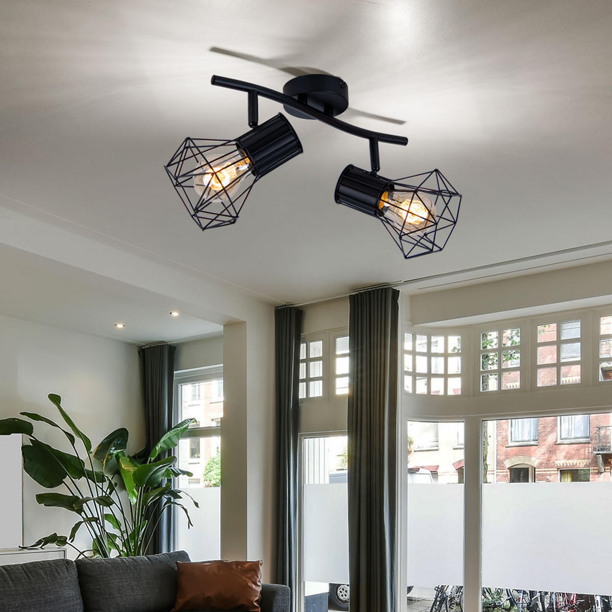 DECKENLEUCHTE PRISKA Metall Schwarz - Schwarz, Metall (34/13/19cm) - Globo Lighting