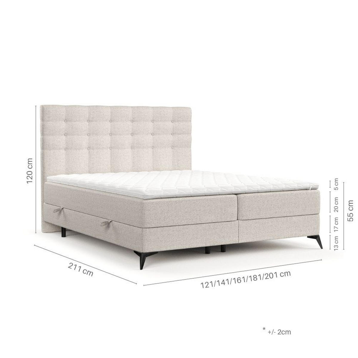 BOXBETT Niro 120/200 cm Schwarz im Bonita Stoff - Schwarz, Holz/Holzwerkstoff (120/200cm) - AltaBeds