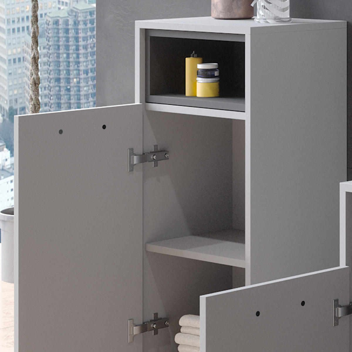 MIDISCHRANK Beatrice Grau 38 x 93 cm - Grau, Holzwerkstoff (30/93/38cm) - Vicco