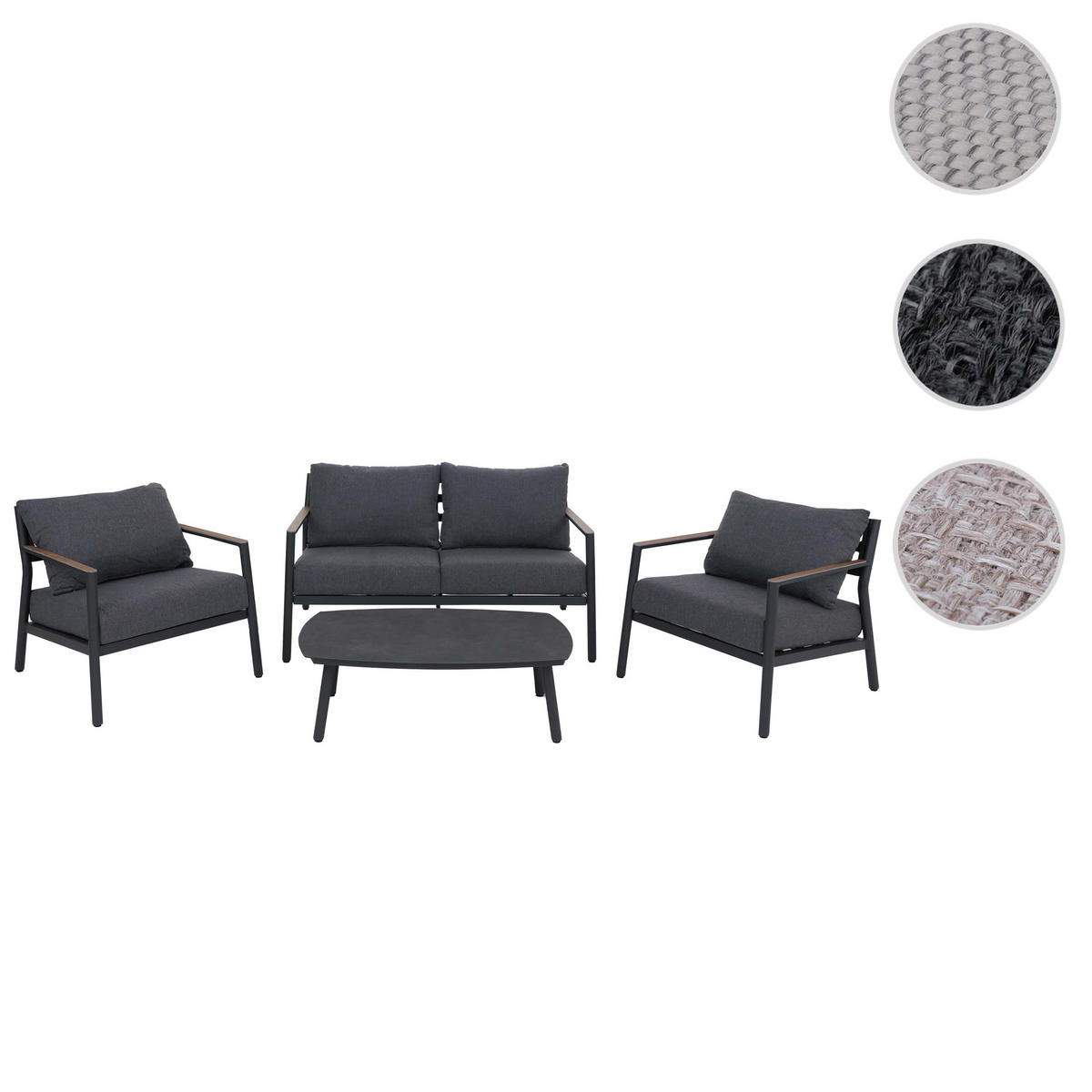 GARTENGARNITUR Lounge-Set Hellgrau - Grau, Metall - PROREGAL