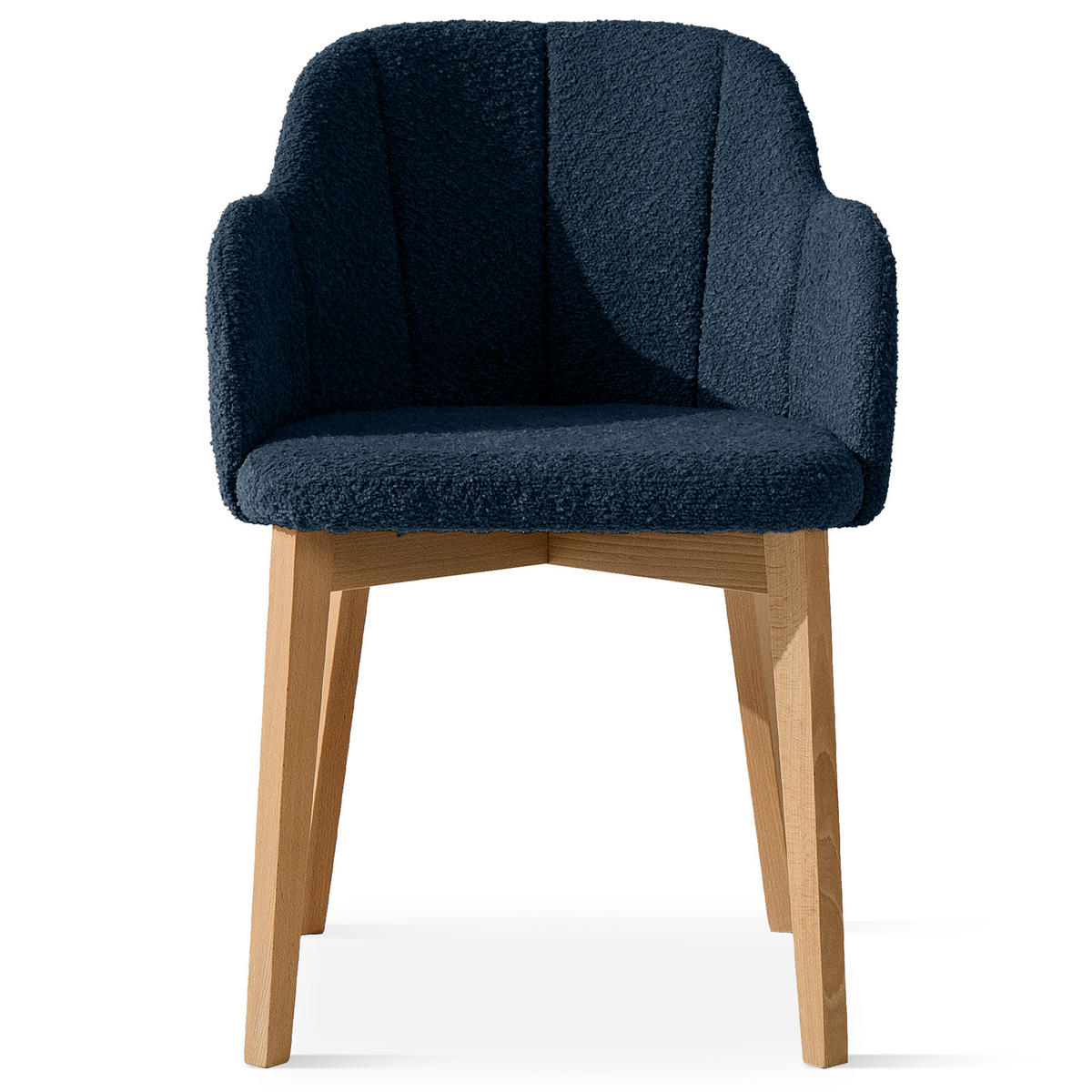 POLSTERSTUHL LONIS Esszimmerstühle 2er Set - Eichefarben/Dunkelblau, Holz/Textil (55/82/54cm) - KONSIMO®
