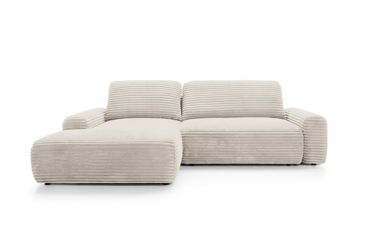 ECKSOFA Cordina Creme, mit Schlaffunktion und Bettzeugbehälter, linke seite - Creme, Holzwerkstoff (264/162cm) - Bettso
