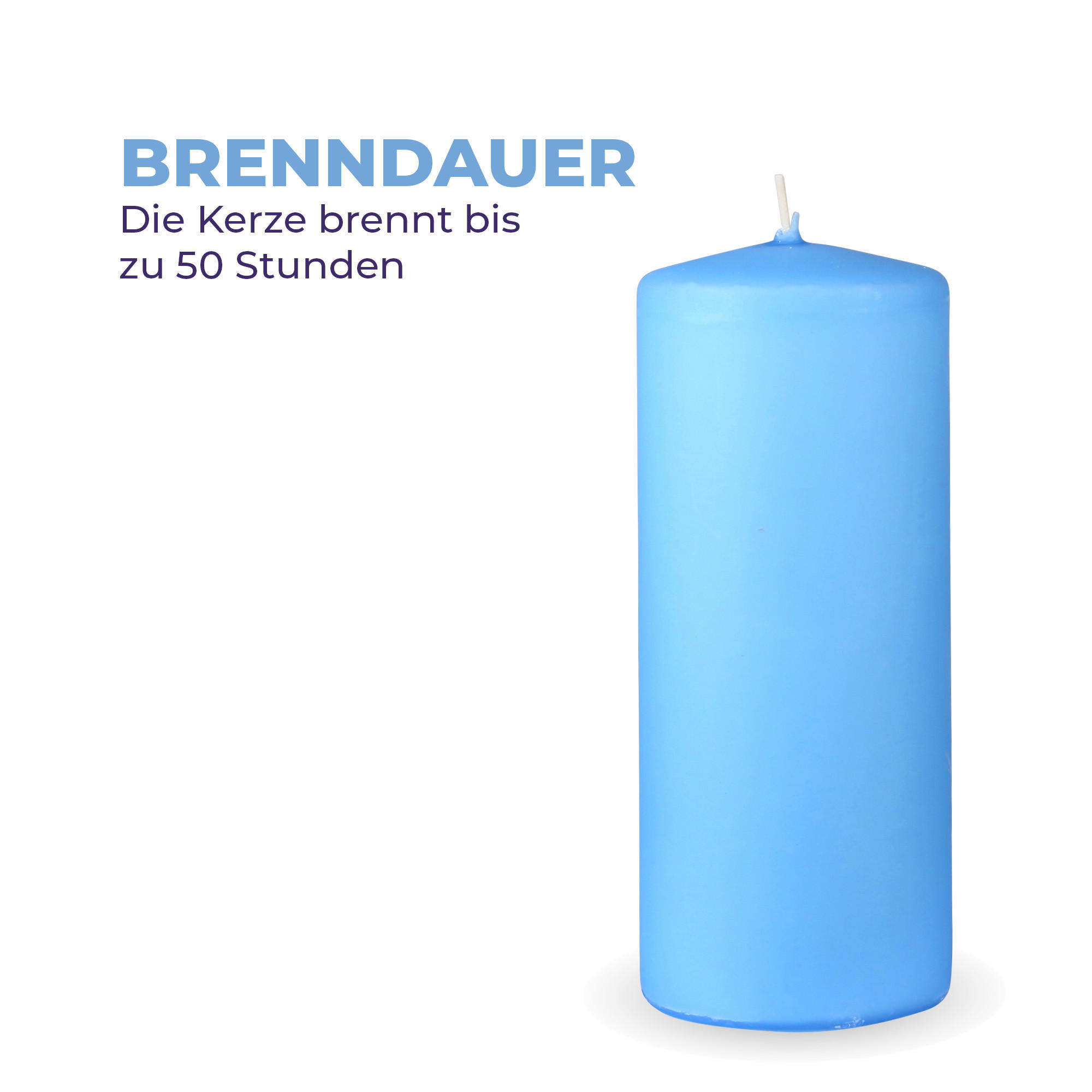 STUMPENKERZEN 4er Pack "Hellblau", Größe Ø7cm x Höhe: 16 cm - Hellblau, Naturmaterialien (7/16cm) - Bestlivings