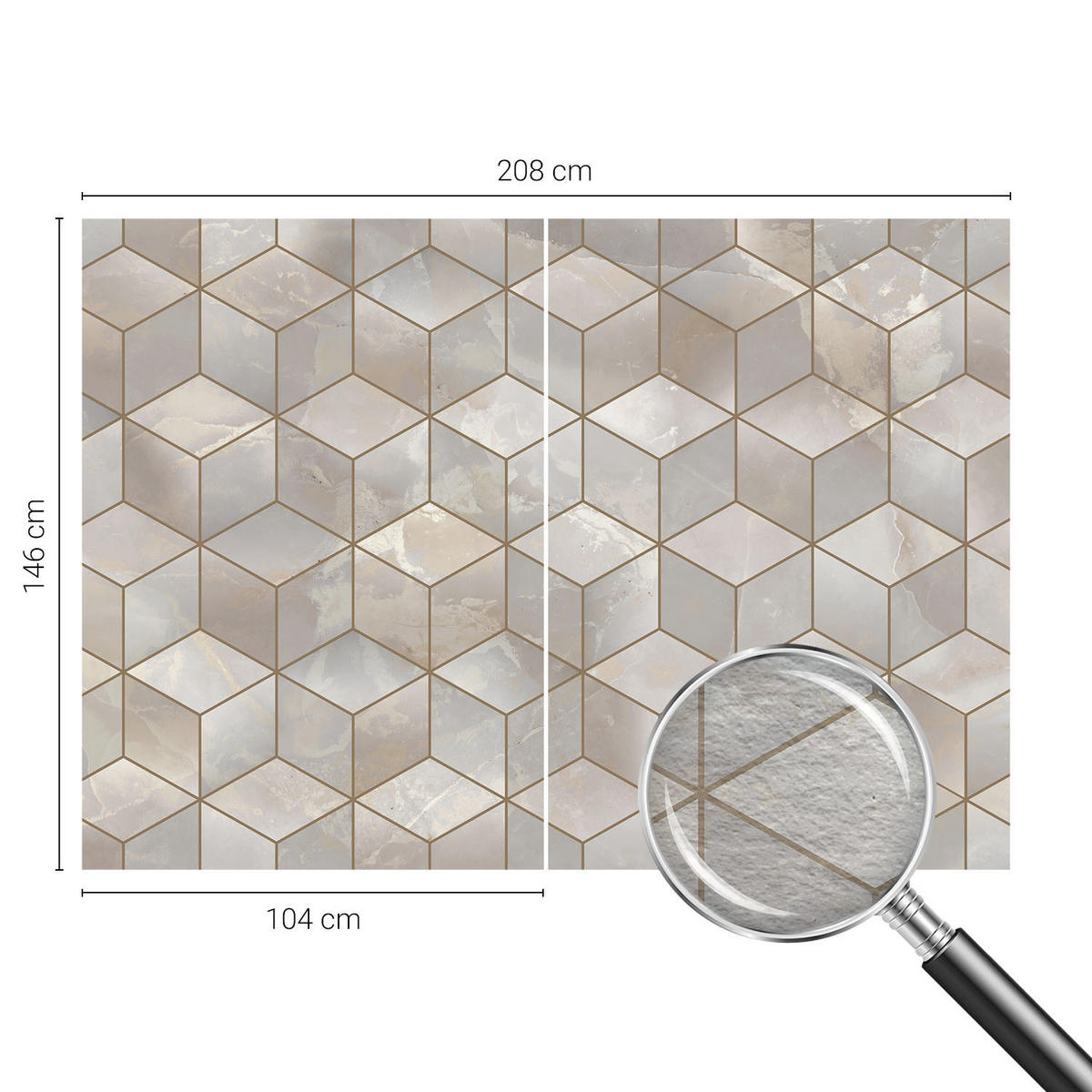 FOTOTAPETE 208x146 cm - Geometrisches Mosaik - Grau, Textil (208/146cm) - Wallfluent