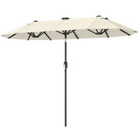 SLUNEČNÍ STÍNÍK, dvojitý slunečník, zahradní slunečník, polyester, ocel, béžová - béžová, kov (150/292cm) - Outsunny