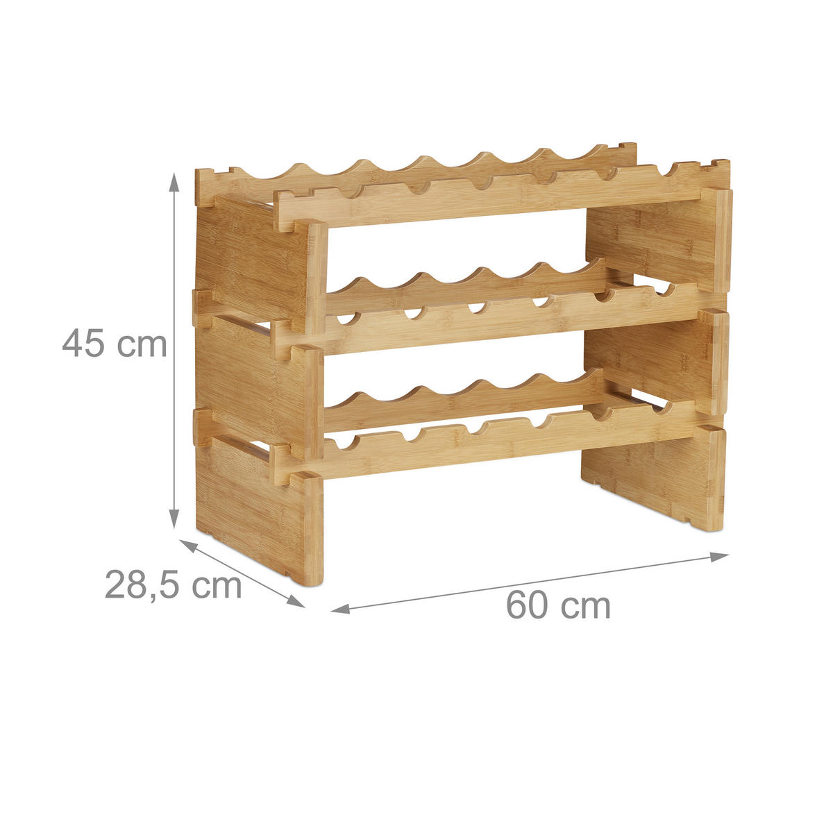 WEINREGAL - Hellbraun, Holz (60/45/28.5cm) - Relaxdays