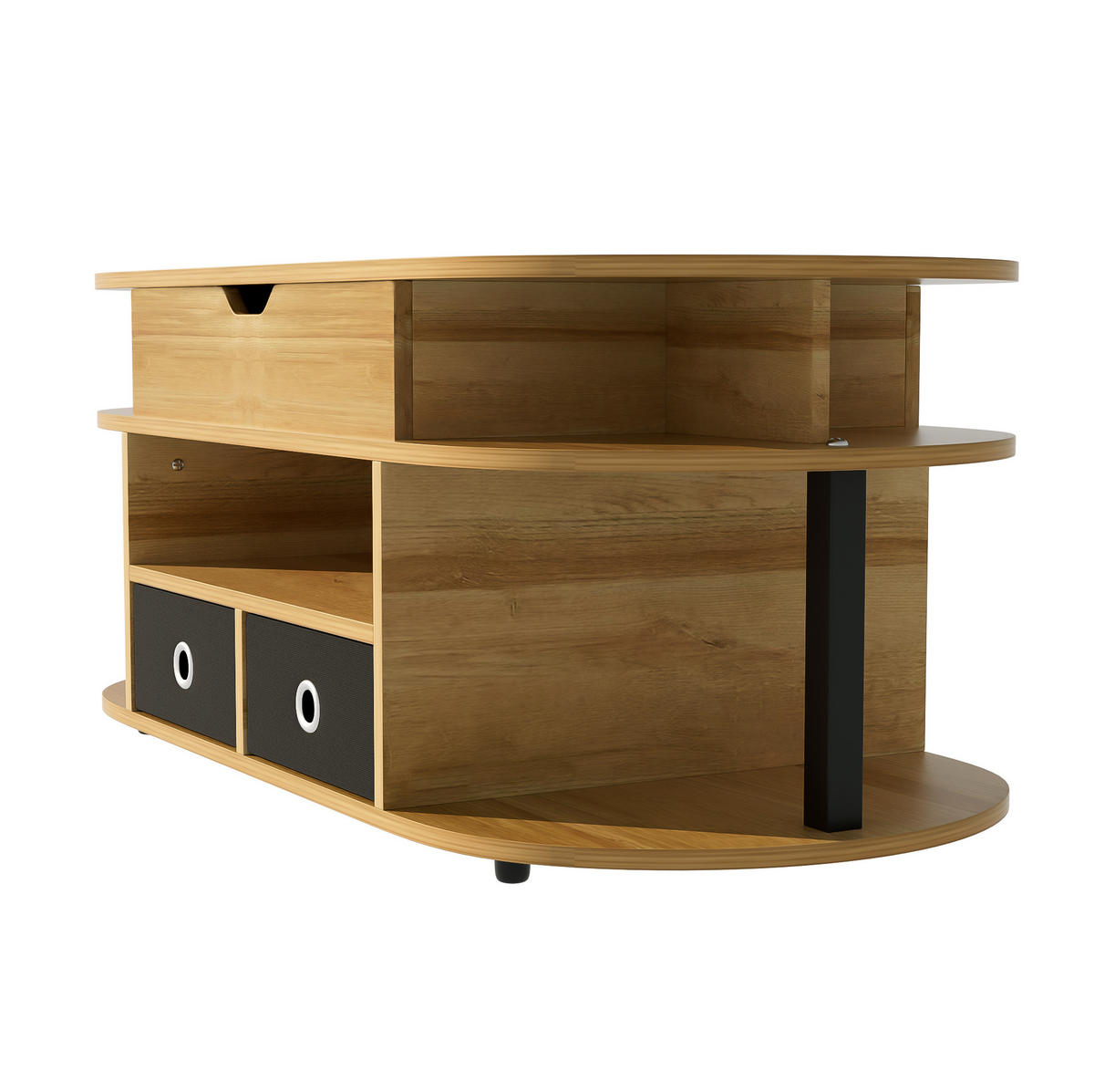 COUCHTISCH 105/50/45/60 cm aus Holzdekor in Schwarz mit Hebefunktion und Stauraum - Schwarz, Holzwerkstoff (105/50/45cm) - OKMYHOME