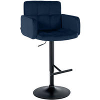 BARHOCKER Samt Blau - Blau/Schwarz, Textil/Metall (60/93/56cm) - CLP