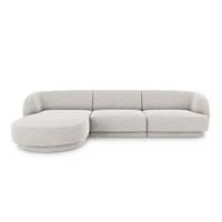 ECKSOFA links Miley aus Chenille-Stoff hellgrau 4 Sitzplätze - Hellgrau, Textil (156/255cm) - Micadoni