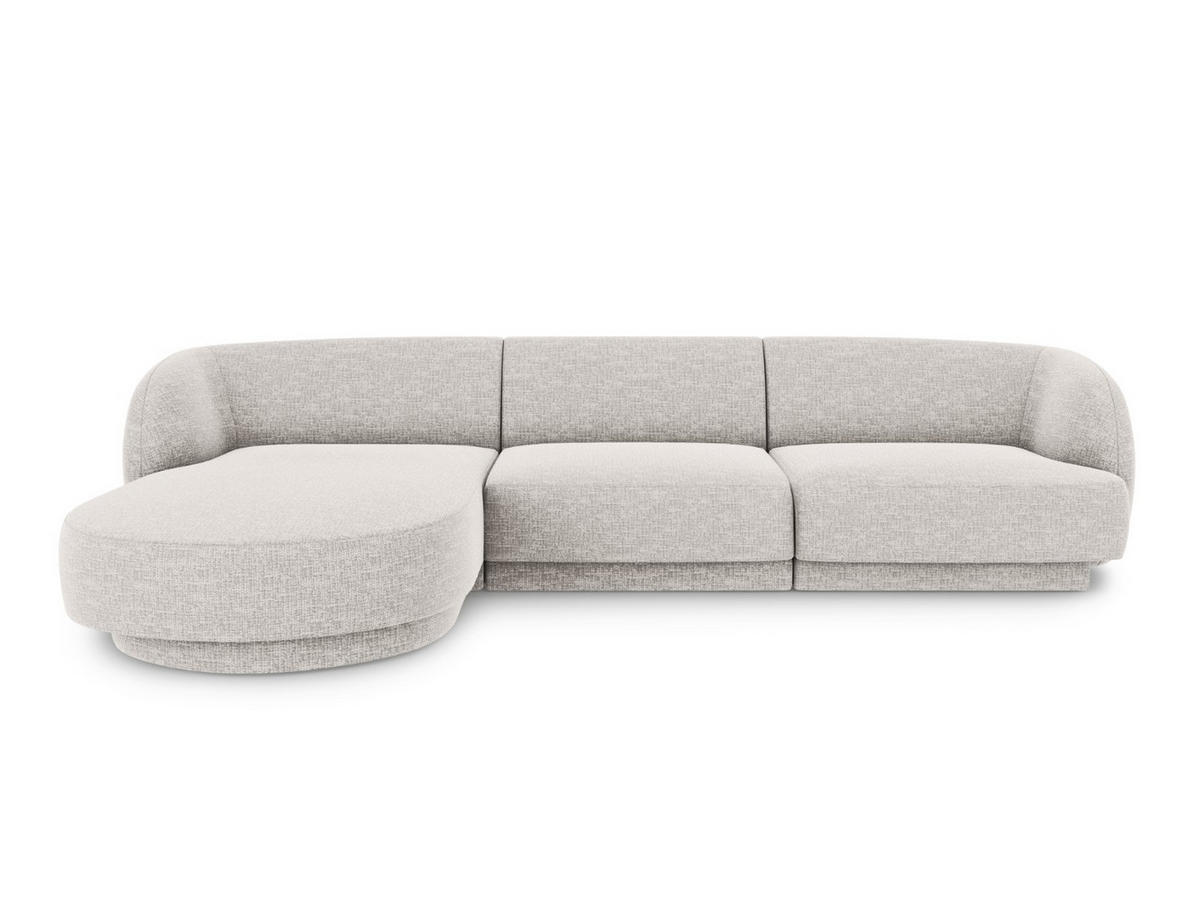 ECKSOFA links Miley aus Chenille-Stoff hellgrau 4 Sitzplätze - Hellgrau, Textil (156/255cm) - Micadoni