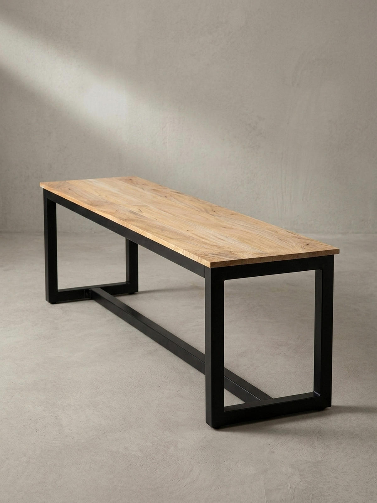 ESSZIMMERBANK Massivholz Metall Loft-Stil ohne Lehne, Akazie 160x40x45 cm - Schwarz/Braun, Holz/Metall (160/45/40cm) - KADIMA DESIGN