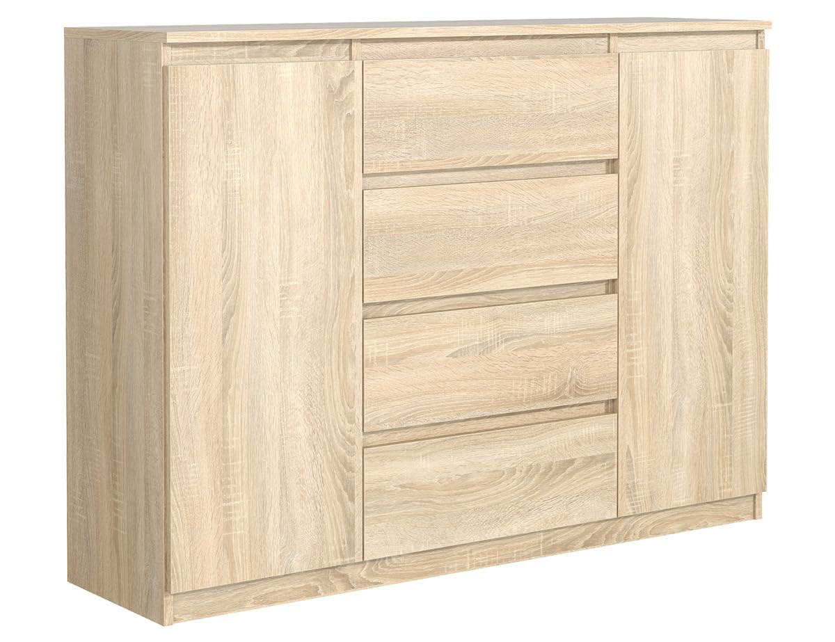 KOMMODE mit 4 Schubladen 2 Schranktüren 120 cm SonomaEiche - Sonoma Eiche, Holzwerkstoff (120.4/101.5/39cm) - MebLocker