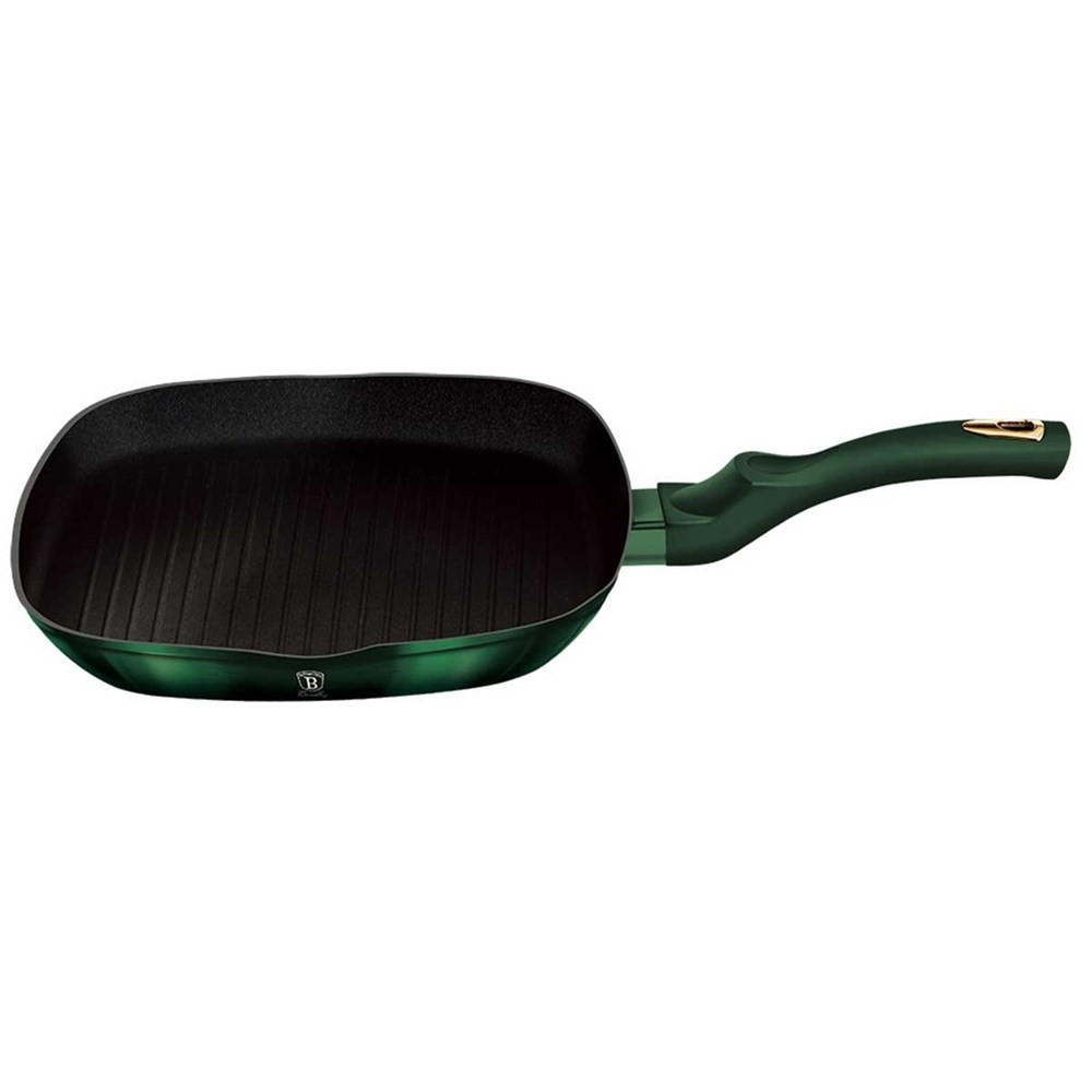 GRILLPFANNE Grün 28/28/5 cm BH6050 - Grün, Metall (28cm) - Berlinger Haus