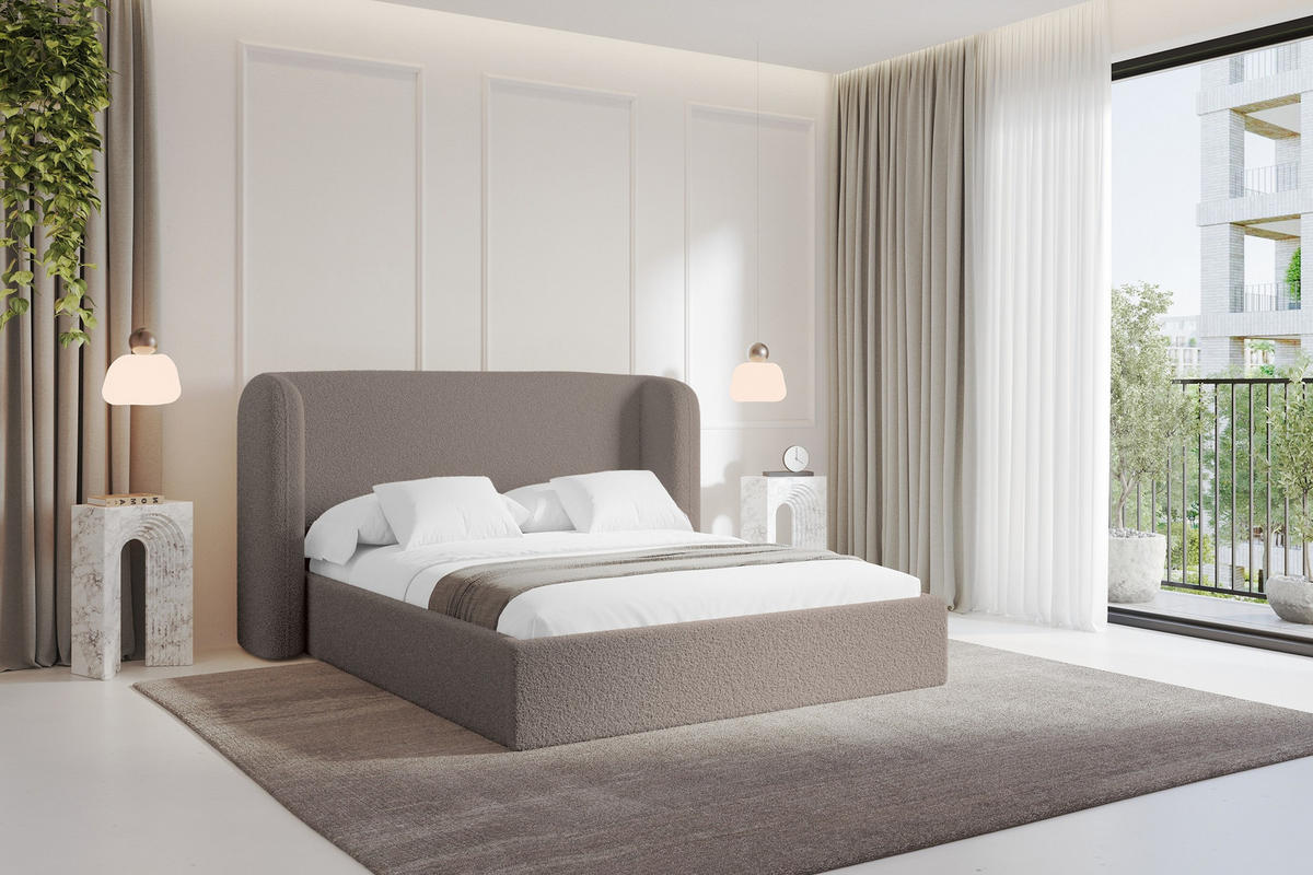POLSTERBETT mit Bettkasten und Lattenrost, Boxbett ohne Matratze - ESTI 160x200 Braun - Braun, Holzwerkstoff/Textil (160/200cm) - ALTDECOR