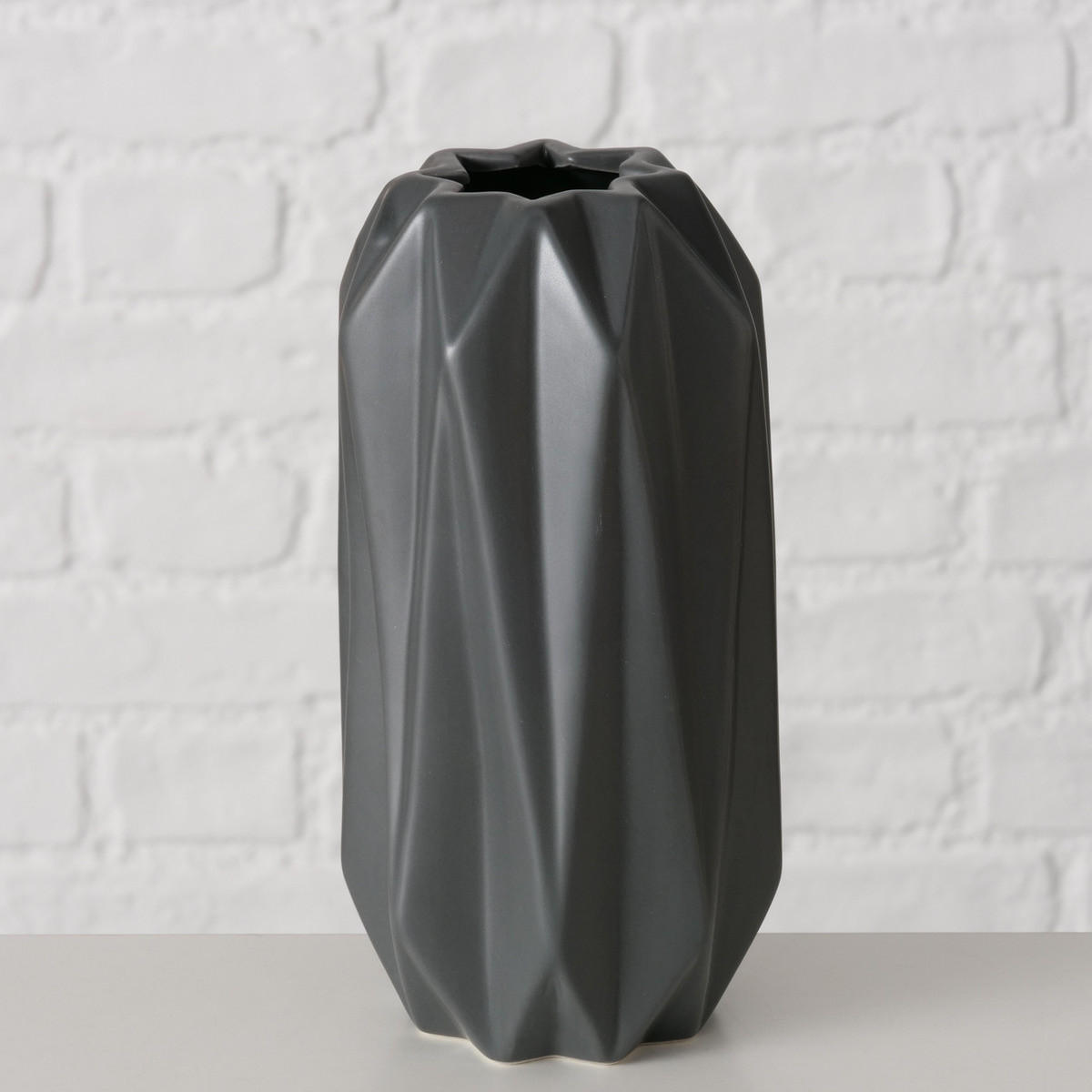 KERAMIKVASE Gravo 20,5 cm - Grau, Keramik (20.5cm) - Boltze Home