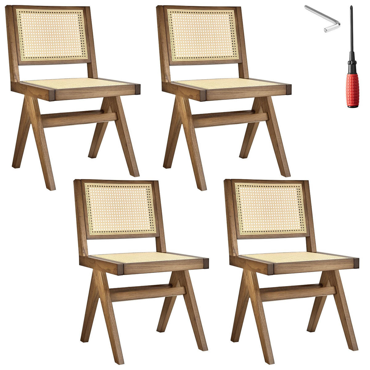HOLZSTUHL 4er Set Lissy,48,5 x 53,5 x 83 cm, Belastbarkeit 120 kg,Eiche hell - Eichefarben, Holz (48.5/83/53.5cm) - tectake
