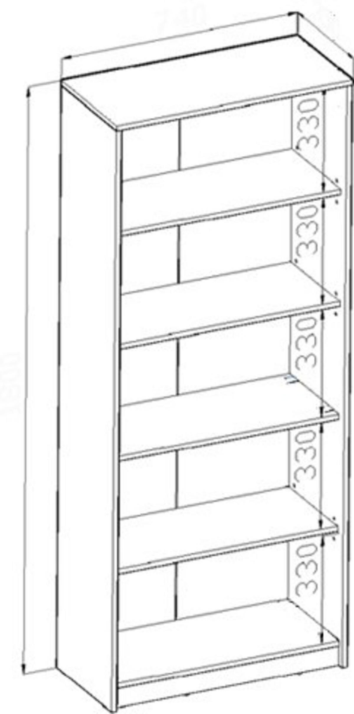 BÜCHERREGAL R5 Anthrazit-Wotan Eiche 74/35/180 cm 2 Türen - Anthrazit/Eiche Wotan, Holzwerkstoff (74/180/35cm) - Matkam Möbel