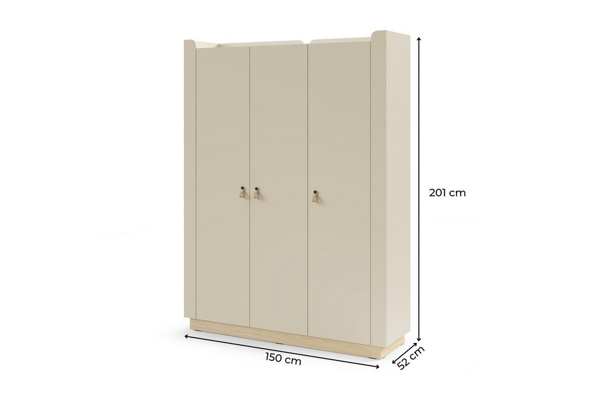 KINDERKLEIDERSCHRANK SOVI 14 150 / 201 / 52 cm in Macadamia / Eiche Mavelie - Eichefarben/Beige, Holzwerkstoff (150/201/52cm) - Deine Möbel 24