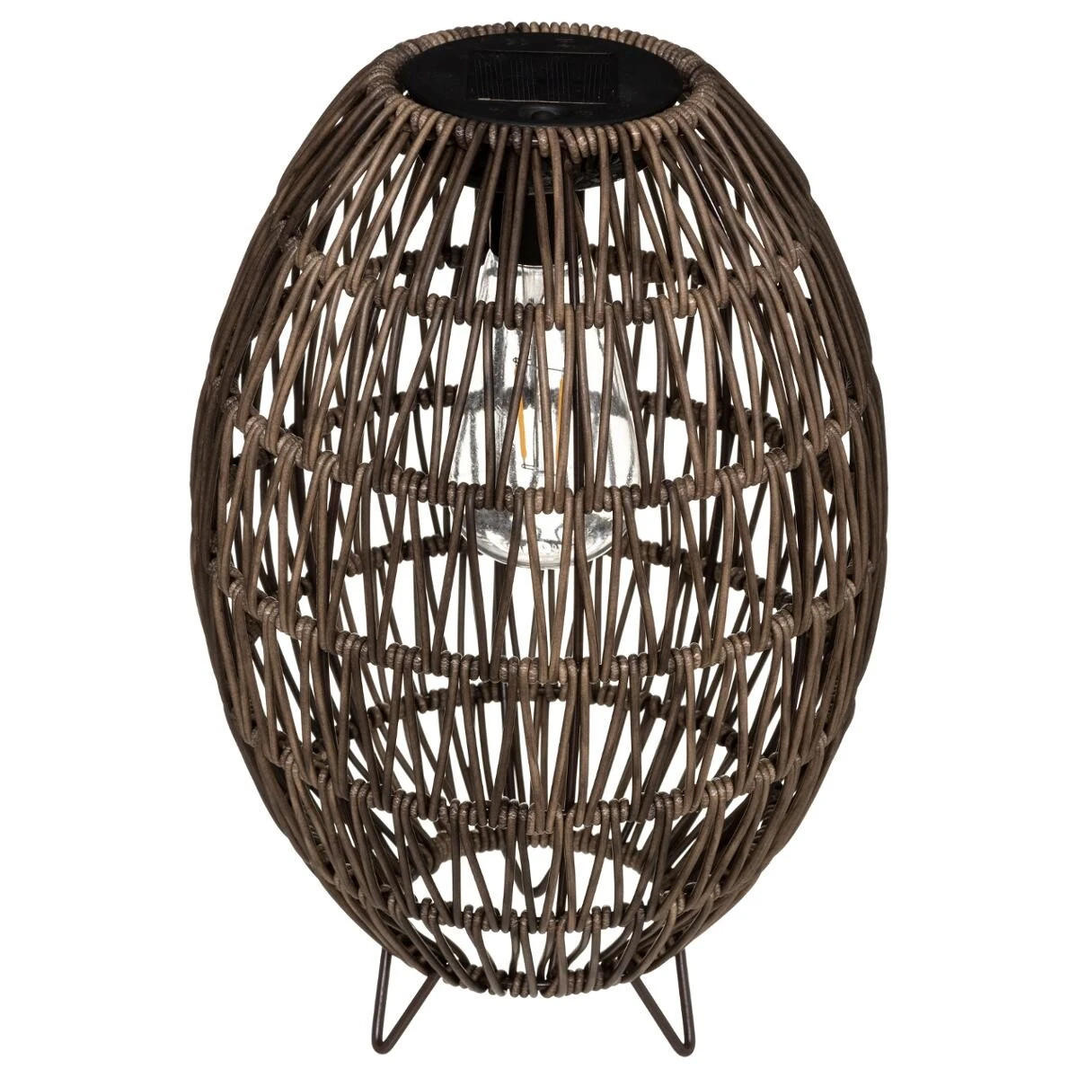 SOLAR-LATERNE geflochten Ø 21 cm braun - Braun, Metall (21/32/21cm) - Atmosphera Createur d´interieur