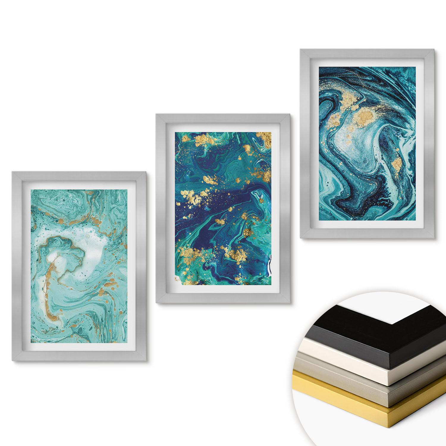 ArtPrintCave Wandbilder Silber 20x30 cm
