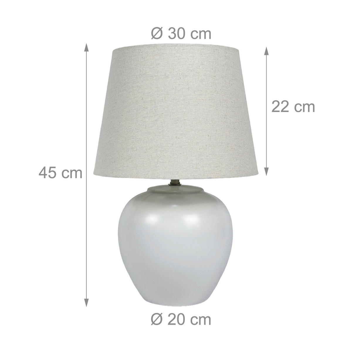 TISCHLAMPE - Multicolor, Keramik/Textil (30/30/45cm) - Relaxdays