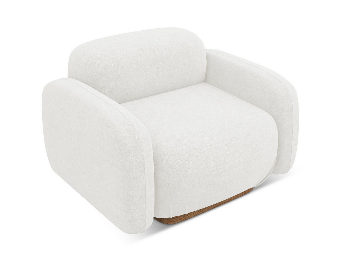 SESSEL Bouclé Stoff Weiß - Weiß/Braun, Holz/Textil (110/73/95cm) - Makamii