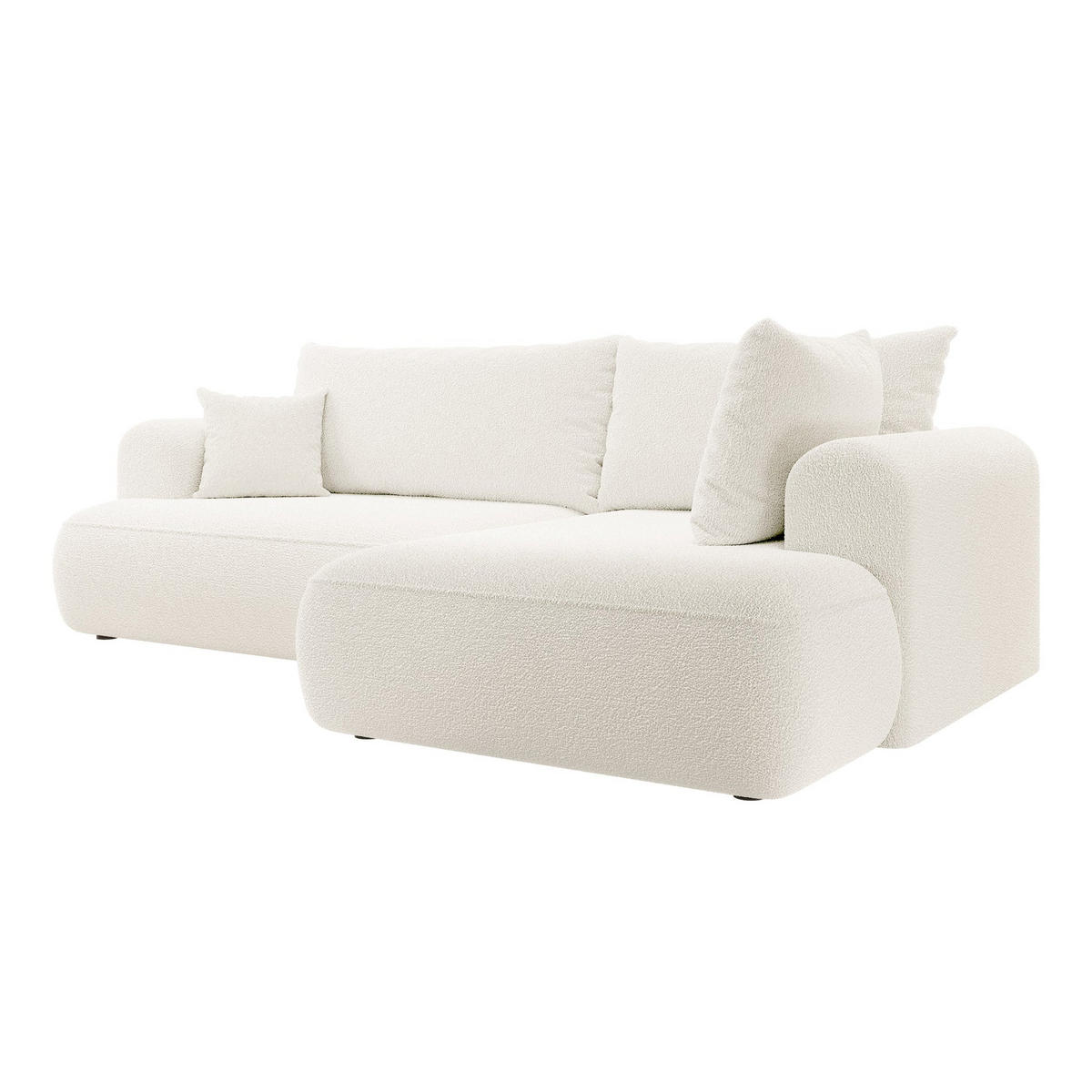 ECKSOFA Ovo Creme Bouclé - Creme/Schwarz, Kunststoff/Textil (165/260cm) - Selsey