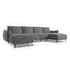 WOHNLANDSCHAFT Samt Stoff Grau - Schwarz/Grau, Textil/Metall (317/86/162cm) - Makamii