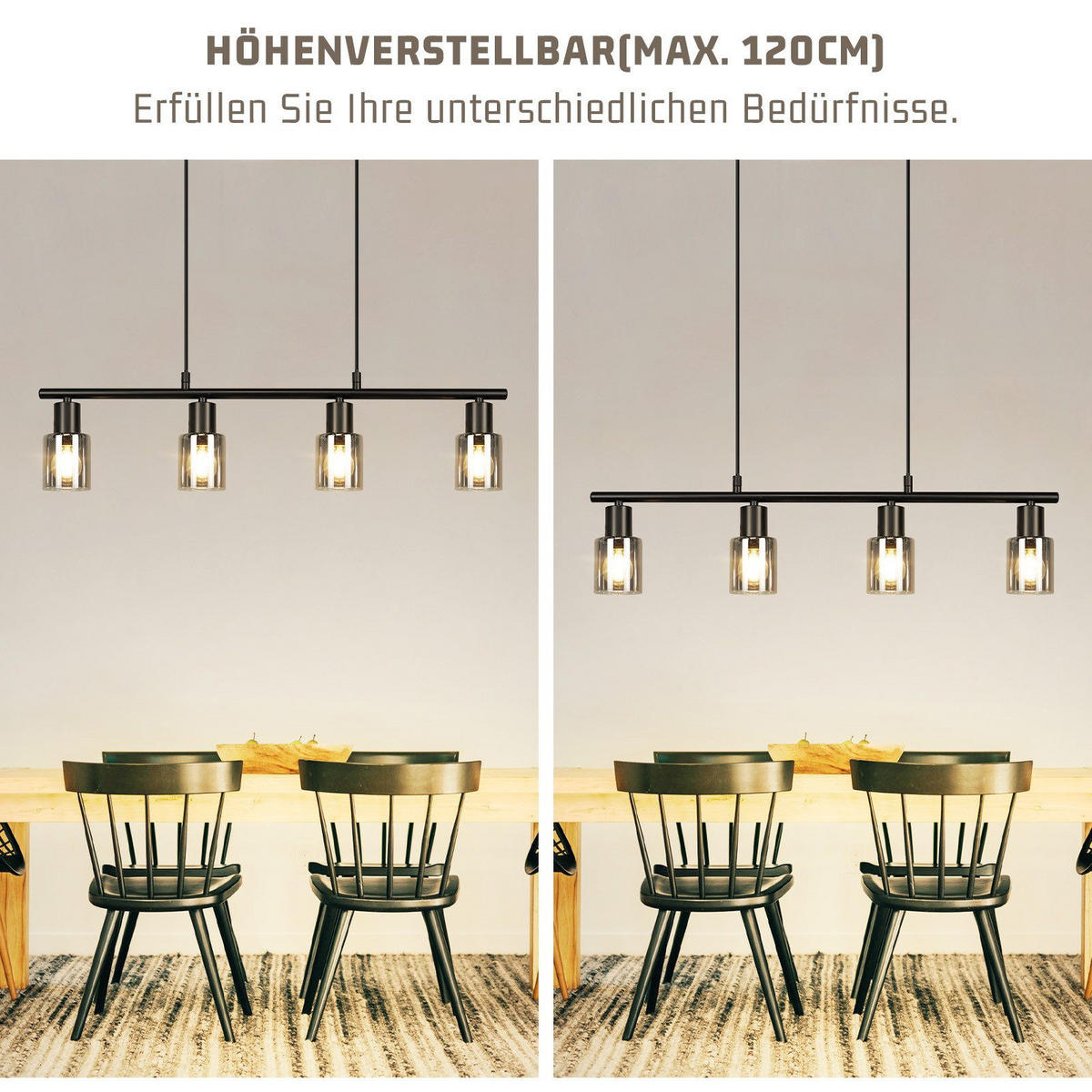 HÄNGELEUCHTE Martinetto 30/6/140 cm - Schwarz, Metall (6/30/140cm) - Nettlife